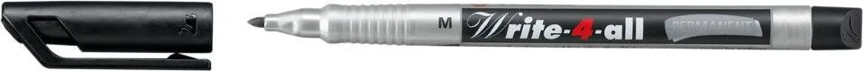 Marker permanent Stabilo, Write-4-All, corp plastic, varf rotund, 1 mm, negru