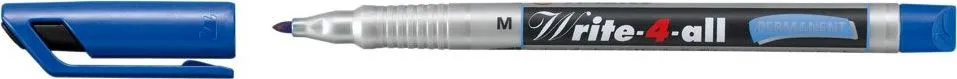 Marker permanent Stabilo, Write-4-All, corp plastic, varf rotund, 1 mm, albastru
