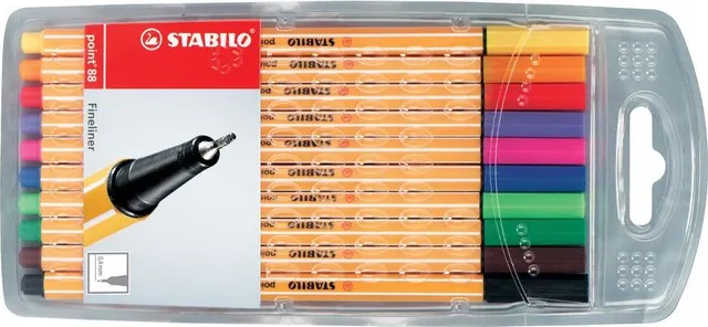 Liner Stabilo Point 88, varf fetru, 0.4 mm, 10 culori/set