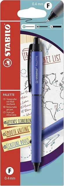 Pix cu gel Stabilo Palette, cu mecanism, varf 0.4 mm, blister