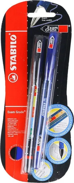 Pix fara mecanism Stabilo Exam Grade, G, 0.4 mm, 2 culori/blister, albastru, negru