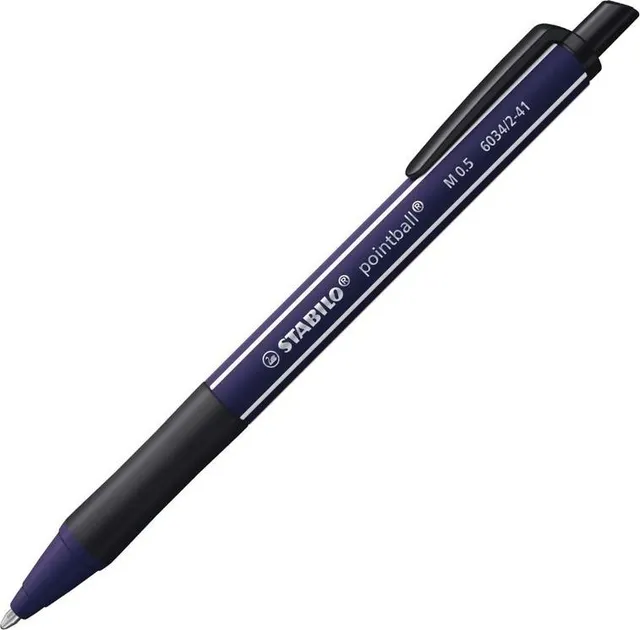 Pix cu mecanism Stabilo pointball NatureCOLORS Wildflower, 0.5 mm, albastru Prusia, mina albastra