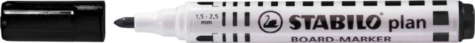 Marker pentru tabla Stabilo Plan 64, varf rotund, 2.5-3.5mm, negru