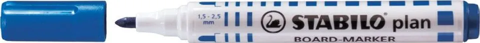 Marker pentru tabla Stabilo Plan 64, varf rotund, 2.5-3.5mm, albastru