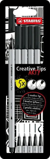 Carioca Stabilo Crativ Tips, negru, 5 bucati/set