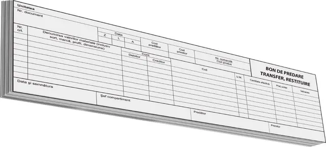 Bon predare-transfer-restituire, 2/A4, 100 file, fata-verso, 3 bucati/set