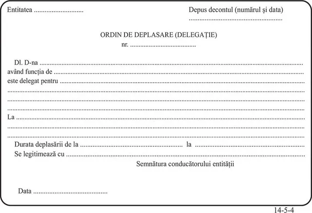 Ordin deplasare-delegatie, A5, 100 file, fata-verso, 3 bucati/set