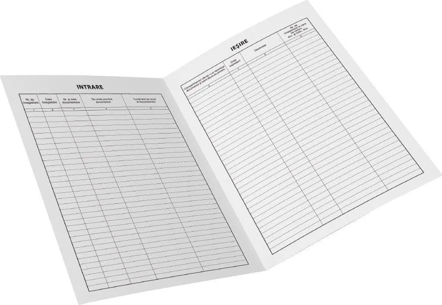Registru intrare-iesire corespondenta, A4, C100, tipar fata-verso, 3 bucati/set