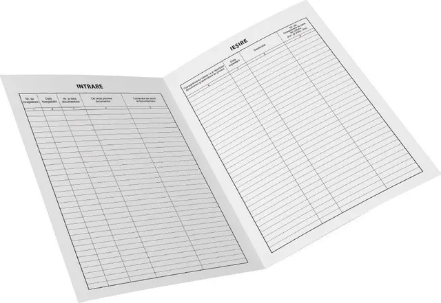 Registru intrare-iesire corespondenta, A4, C100, tipar fata-verso, 3 bucati/set