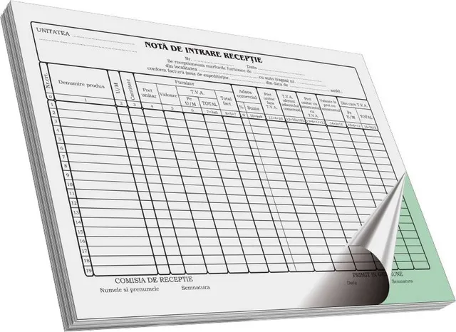 Nota de intrare - receptie, A4, 50 file, 2 exemplare, 3 bucati/set