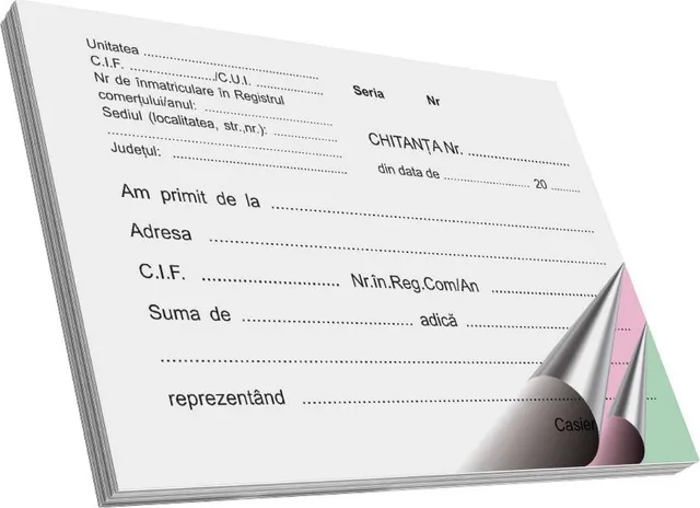 Chitantier autocopiativ, A6, 50 file, 3 exemplare, 3 bucati/set