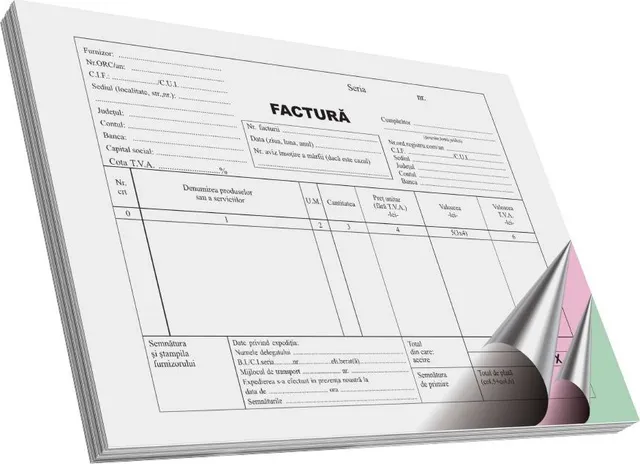 Factura cu TVA, A5, 50 file, 3 exemplare, 3 bucati/set