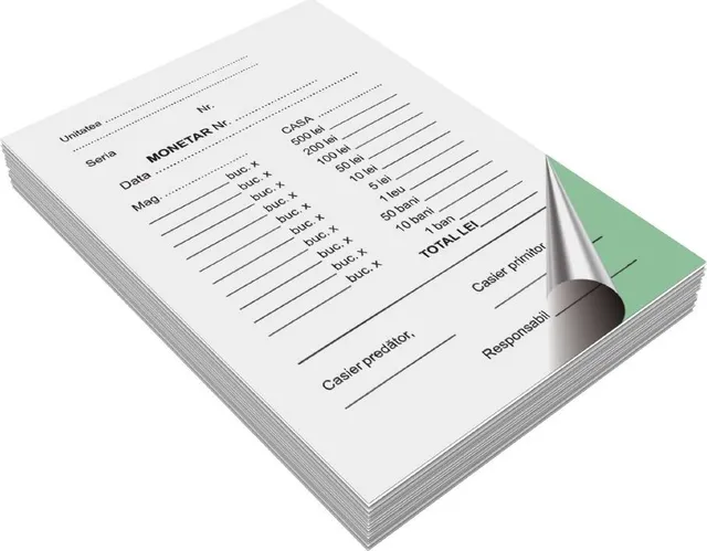 Monetar autocopiativ, A6, 50 file, 2 exemplare, 3 bucati/set