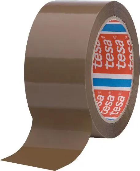 Banda adeziva Tesa, 48 mm x 66 m, maro, adeziv din cauciuc sintetic