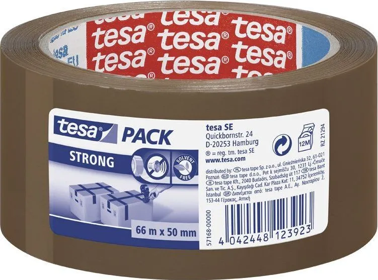 Banda adeziva Tesa Strong, 50 mm x 66 m, maro