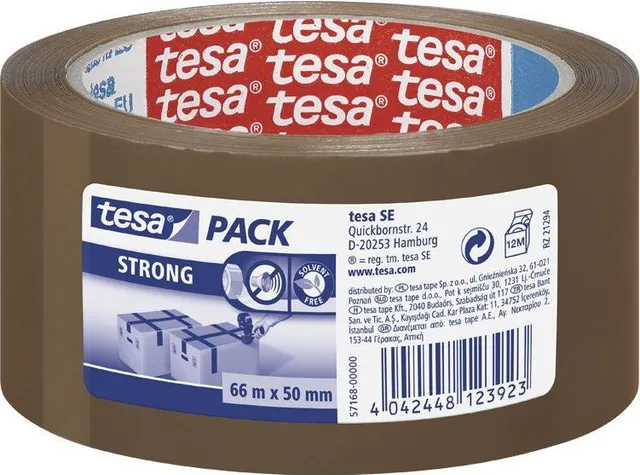 Banda adeziva Tesa Strong, 50 mm x 66 m, maro