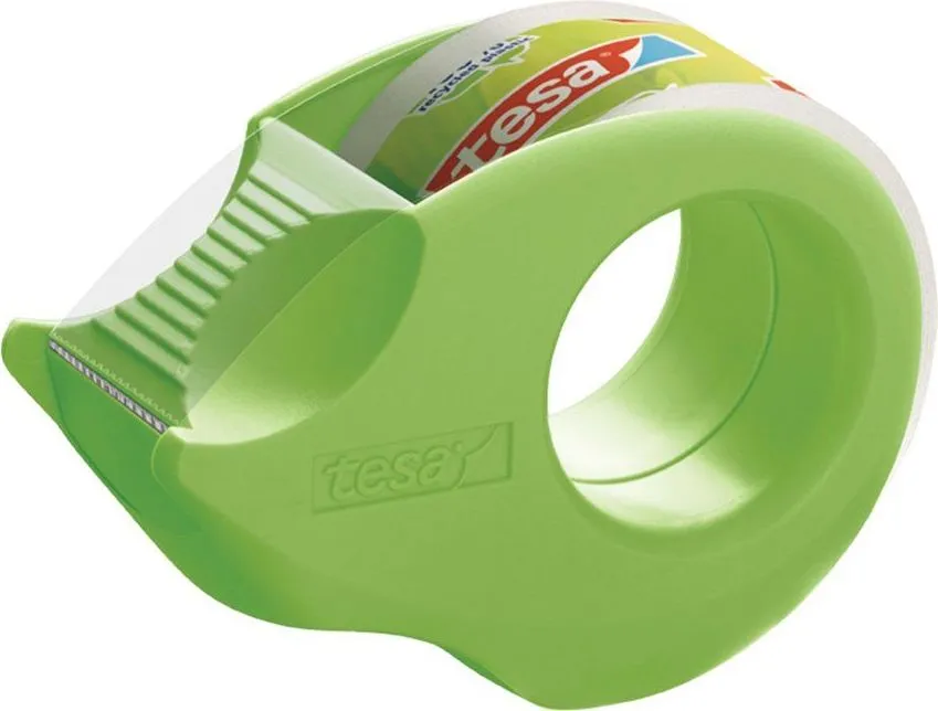 Banda adeziva Tesa Ecologo transparenta, 19 mm x 10 m, cu Mini dispenser