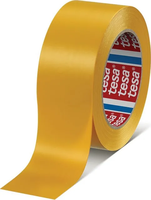 Banda marcare Tesa Premium 50mmx33m galben, rezistenta, durabila, usor de utilizat