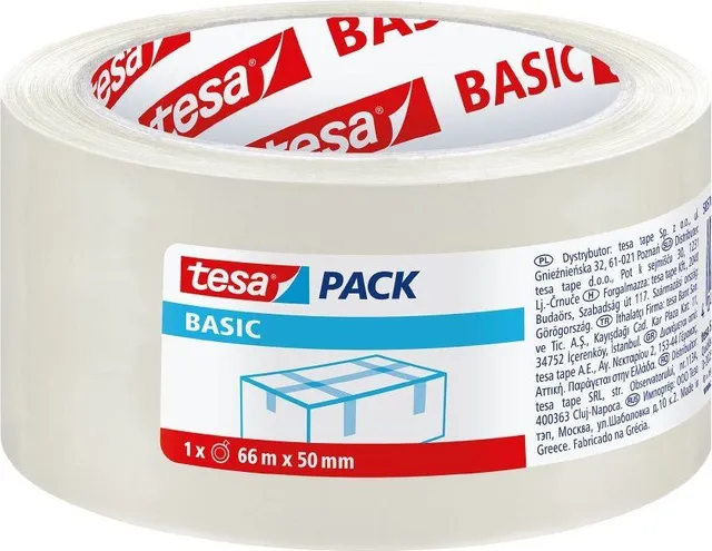 Banda adeziva pentru ambalare Tesa 50 mm x 66 m, transparent