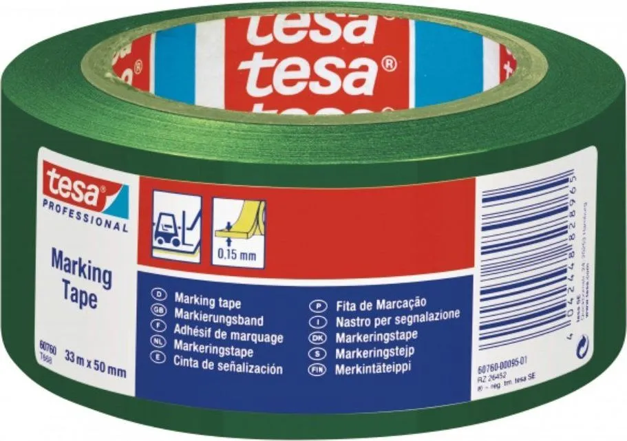 Banda adeziva de marcare Tesa, verde, 50 mm x 33 m