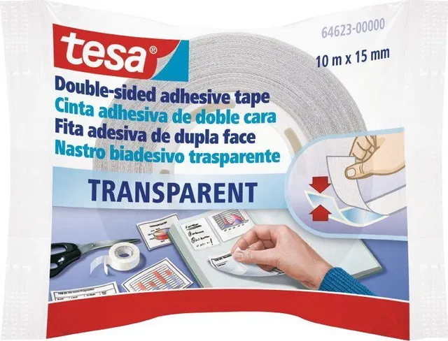 Banda dublu adeziva Tesa, 15 mm x 10 m