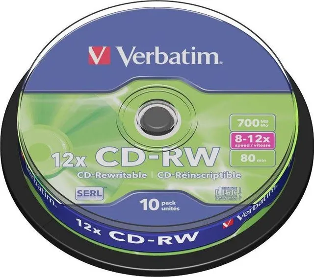 CD-RW Verbatim, 12x, 700 MB, 10 bucati/spindle