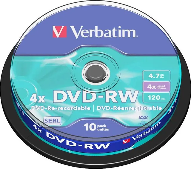 DVD-RW Verbatim, 4x, 4.7 GB, 10 bucati/spindle
