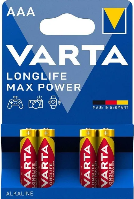 Baterii Varta Longlife Max Power, LR03, AAA, alcaline, 1.5 V, 4 bucati/set