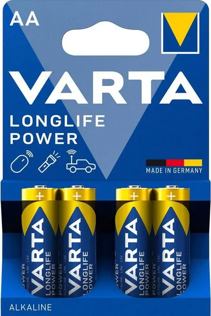 Baterii Varta Longlife Power, LR6, AA, alcaline, 1.5 V, 4 bucati/set
