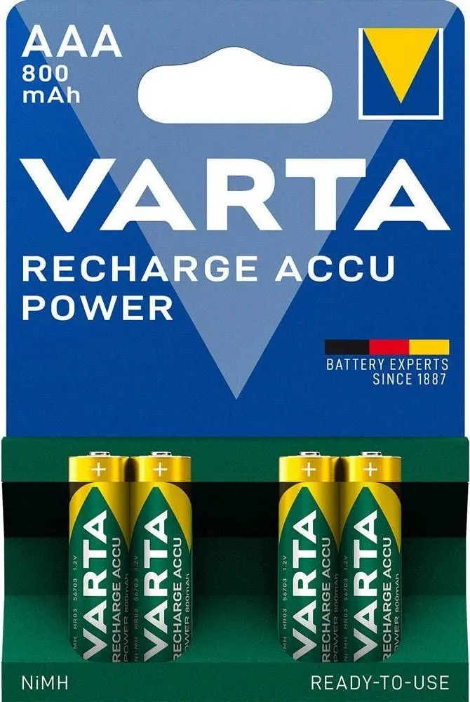 Acumulatori Varta Power, HR03, AAA, 800 mAh, 4 bucati/set
