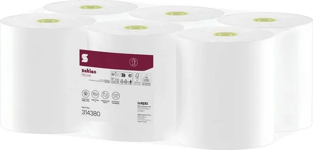 Rola prosop autocut Satino HiLine, celuloza, 2 straturi, alba, 220m, 6 role/bax
