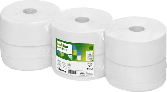 Rezerva hartie igienica Wepa Jumbo Comfort, alba, 2 straturi, 320 m/rola, 6 role/bax
