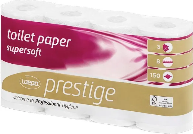 Hartie igienica Satino Prestige, 3 straturi, 150 portii, 8 role