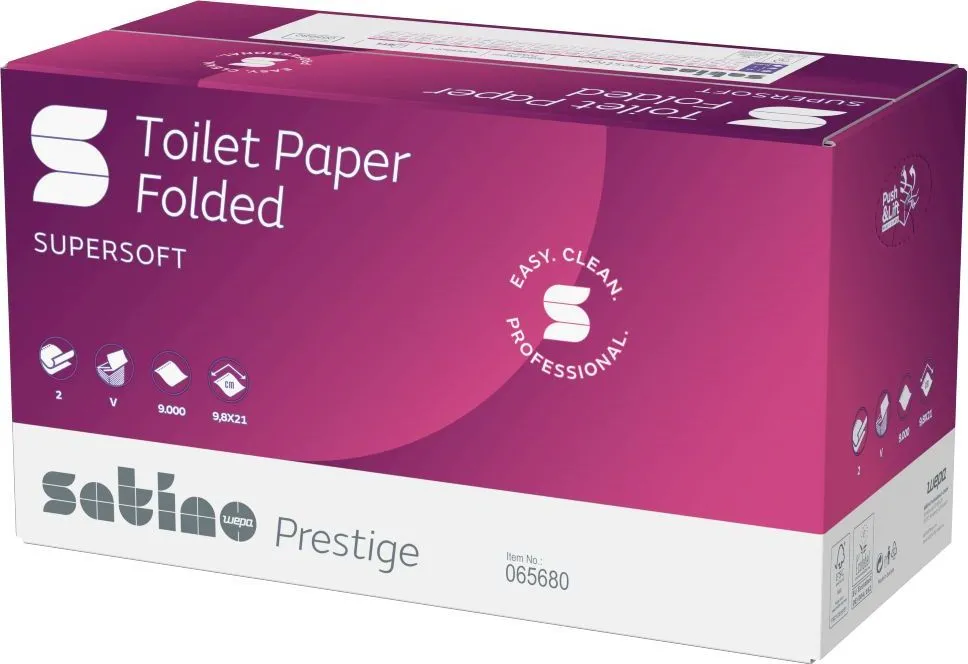 Rezerva hartie igienica pliata V, Satino Prestige, 2 straturi, 30 bucati/set