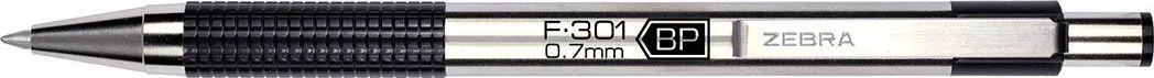 Pix cu mecanism Zebra, F301, 0.7 mm, corp negru, scriere albastra