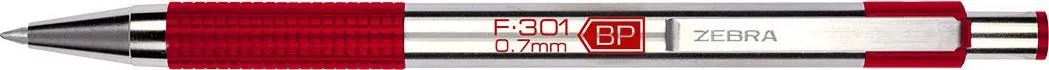 Pix cu mecanism Zebra, F301, 0.7 mm, corp rosu, scriere albastra