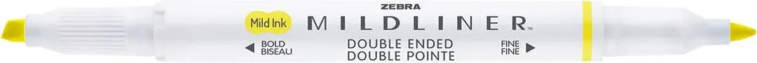 Textmarker cu doua capete Zebra, Mildliner, galben
