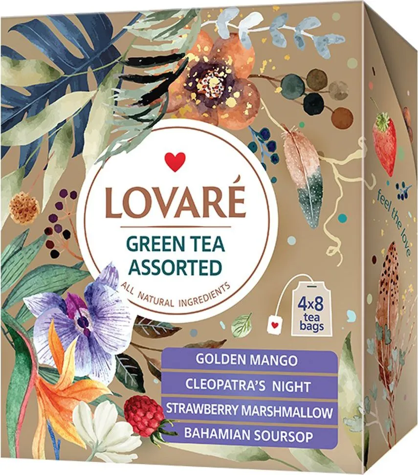 Ceai Lovare Green Tea Assorted, 32 plicuri/cutie