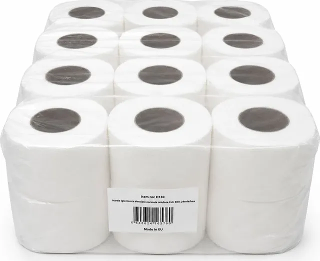 Hartie igienica cu derulare normala, celuloza, 2 straturi, 30 m, 24 role/bax