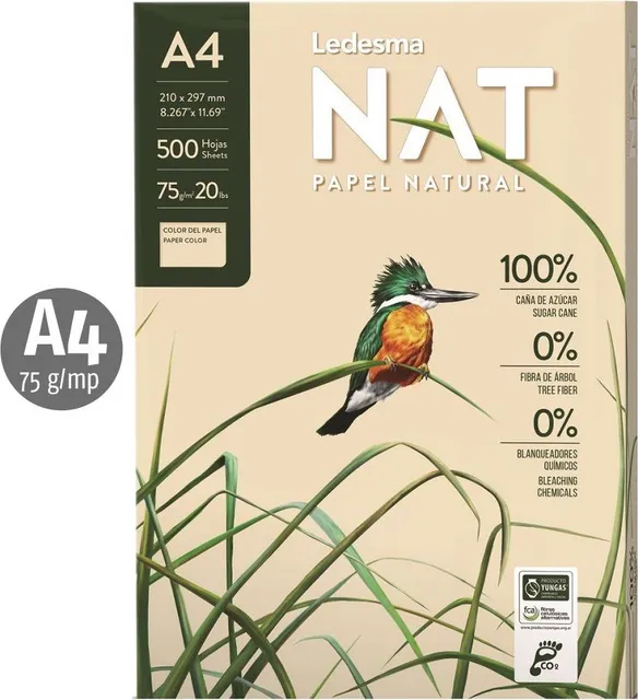 Hartie copiator Ledesma NAT din trestie de zahar, A4, 75 g, 500 coli top